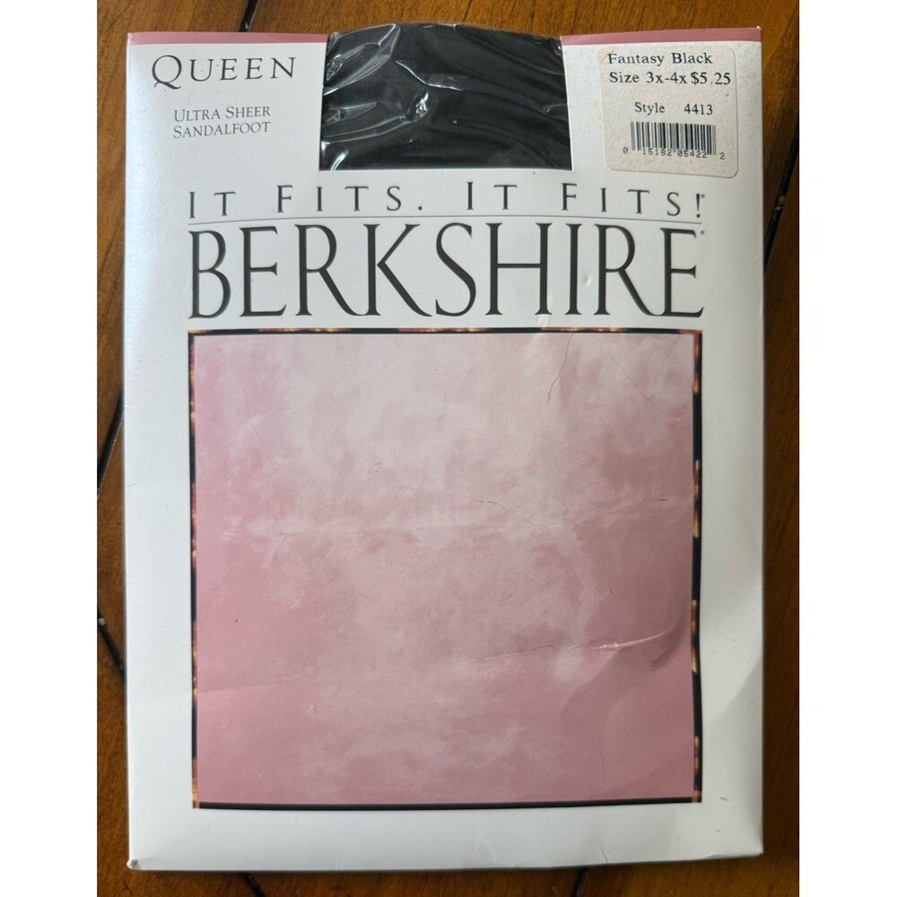 Berkshire Ultra Sheer Queen Pantyhose Sandle Foot Fantasy Black 3X-4X Style 1433